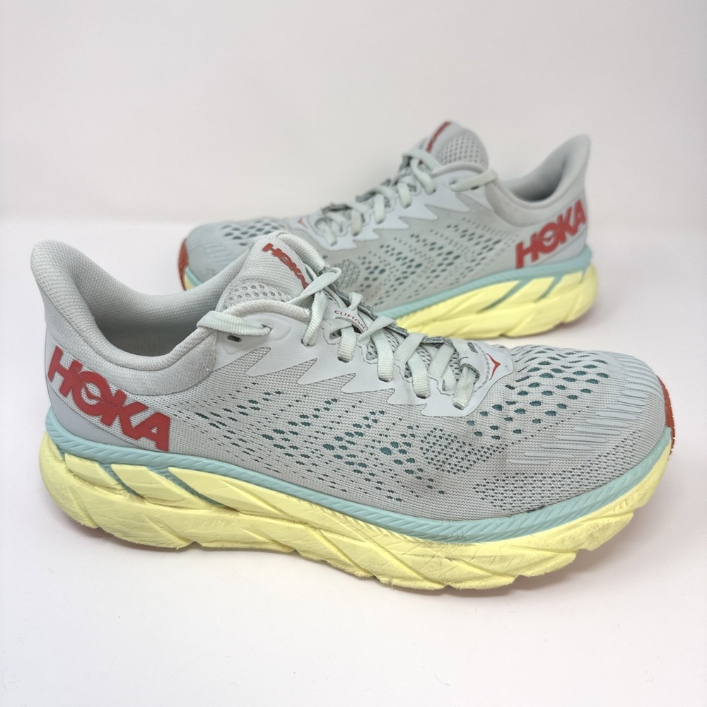 Hoka One One Clifton‎ 7 Morning Mist Hot Coral Women's 8.5 - No INSoles